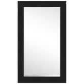 Black on Black Metallic Shagreen Leather Framed Beveled Mirror